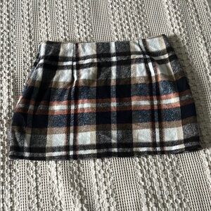 Plaid Mini Skirt in Black and Brown